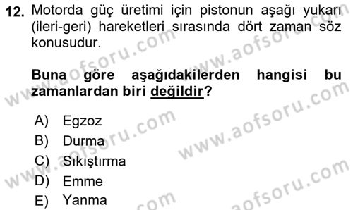 Tarım Alet ve Makinaları Dersi 2018 - 2019 Yılı (Vize) Ara Sınav Soruları 12. Soru