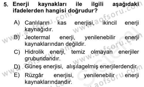 Tarım Alet ve Makinaları Dersi 2018 - 2019 Yılı (Vize) Ara Sınav Soruları 5. Soru