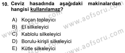 Tarım Alet ve Makinaları Dersi 2018 - 2019 Yılı (Final) Dönem Sonu Sınav Soruları 10. Soru