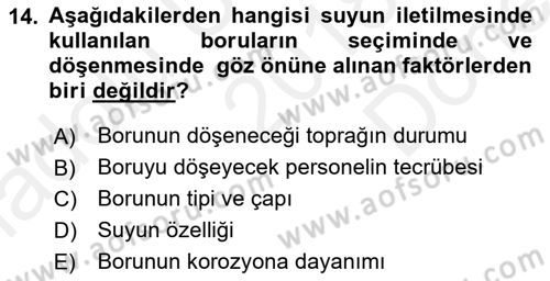 Tarım Alet ve Makinaları Dersi 2018 - 2019 Yılı (Final) Dönem Sonu Sınav Soruları 14. Soru