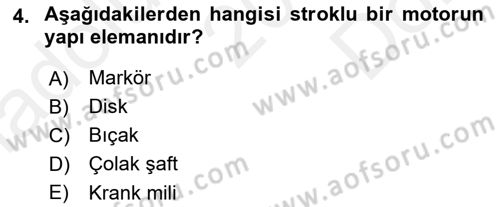 Tarım Alet ve Makinaları Dersi 2018 - 2019 Yılı (Final) Dönem Sonu Sınav Soruları 4. Soru