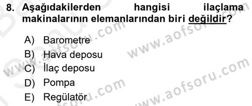 Tarım Alet ve Makinaları Dersi 2018 - 2019 Yılı (Final) Dönem Sonu Sınav Soruları 8. Soru