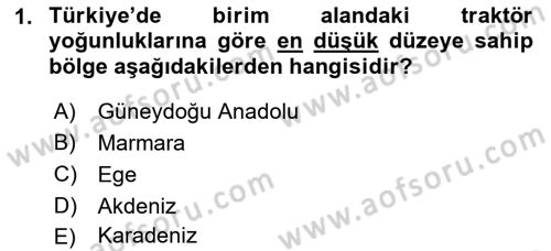 Tarım Alet ve Makinaları Dersi 2018 - 2019 Yılı Yaz Okulu Sınav Soruları 1. Soru