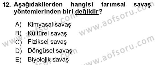 Tarım Alet ve Makinaları Dersi 2018 - 2019 Yılı Yaz Okulu Sınav Soruları 12. Soru