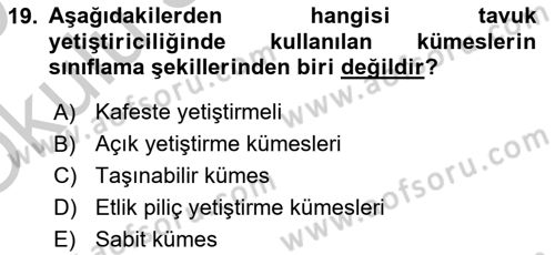 Tarım Alet ve Makinaları Dersi 2018 - 2019 Yılı Yaz Okulu Sınav Soruları 19. Soru