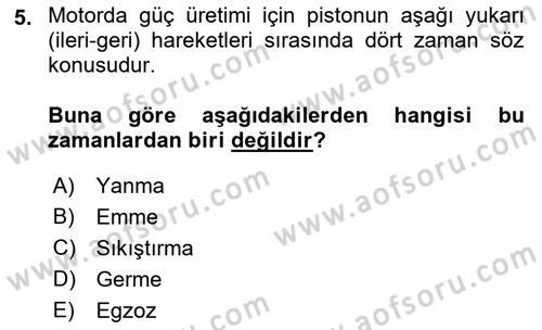 Tarım Alet ve Makinaları Dersi 2018 - 2019 Yılı Yaz Okulu Sınav Soruları 5. Soru