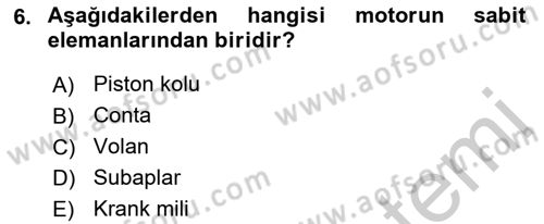 Tarım Alet ve Makinaları Dersi 2018 - 2019 Yılı Yaz Okulu Sınav Soruları 6. Soru