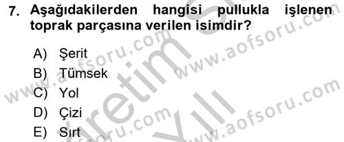 Tarım Alet ve Makinaları Dersi 2018 - 2019 Yılı Yaz Okulu Sınav Soruları 7. Soru