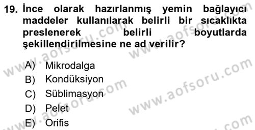 Tarım Alet ve Makinaları Dersi 2020 - 2021 Yılı Yaz Okulu Sınav Soruları 19. Soru