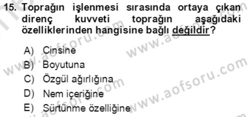 Tarım Alet ve Makinaları Dersi 2021 - 2022 Yılı (Vize) Ara Sınav Soruları 15. Soru