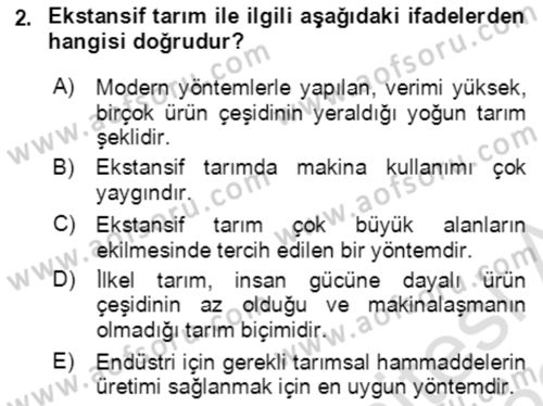 Tarım Alet ve Makinaları Dersi 2021 - 2022 Yılı (Vize) Ara Sınav Soruları 2. Soru