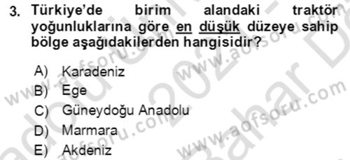 Tarım Alet ve Makinaları Dersi 2021 - 2022 Yılı (Vize) Ara Sınav Soruları 3. Soru