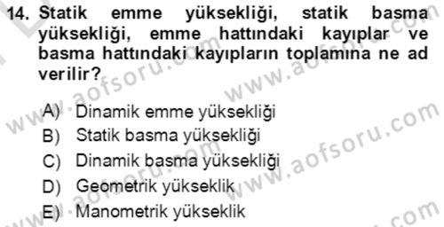 Tarım Alet ve Makinaları Dersi 2021 - 2022 Yılı (Final) Dönem Sonu Sınav Soruları 14. Soru