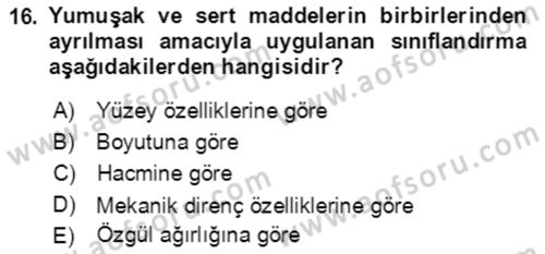 Tarım Alet ve Makinaları Dersi 2021 - 2022 Yılı (Final) Dönem Sonu Sınav Soruları 16. Soru