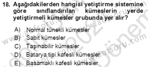 Tarım Alet ve Makinaları Dersi 2021 - 2022 Yılı (Final) Dönem Sonu Sınav Soruları 18. Soru