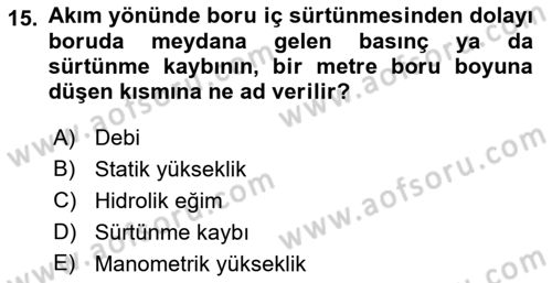 Tarım Alet ve Makinaları Dersi 2021 - 2022 Yılı Yaz Okulu Sınav Soruları 15. Soru