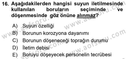 Tarım Alet ve Makinaları Dersi 2021 - 2022 Yılı Yaz Okulu Sınav Soruları 16. Soru