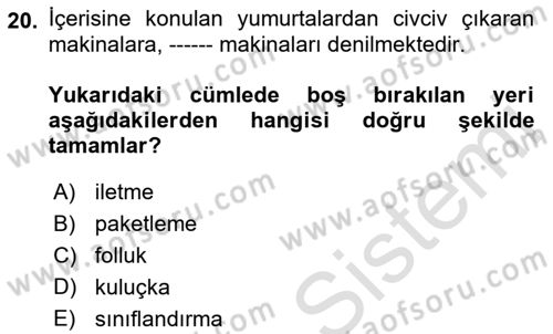 Tarım Alet ve Makinaları Dersi 2021 - 2022 Yılı Yaz Okulu Sınav Soruları 20. Soru