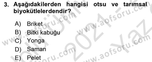 Tarım Alet ve Makinaları Dersi 2021 - 2022 Yılı Yaz Okulu Sınav Soruları 3. Soru