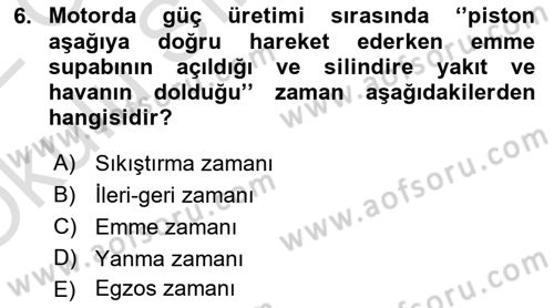 Tarım Alet ve Makinaları Dersi 2021 - 2022 Yılı Yaz Okulu Sınav Soruları 6. Soru
