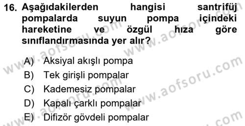 Tarım Alet ve Makinaları Dersi 2022 - 2023 Yılı Yaz Okulu Sınav Soruları 16. Soru