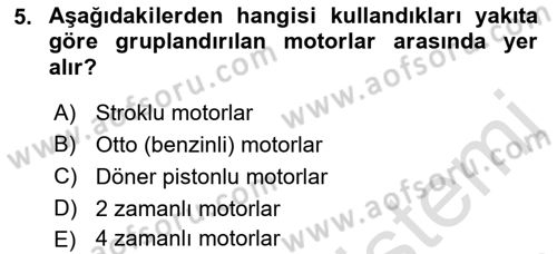 Tarım Alet ve Makinaları Dersi 2022 - 2023 Yılı Yaz Okulu Sınav Soruları 5. Soru
