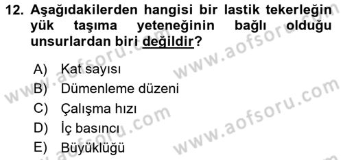 Tarım Alet ve Makinaları Dersi 2023 - 2024 Yılı (Vize) Ara Sınav Soruları 12. Soru