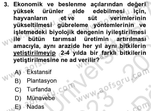 Tarım Alet ve Makinaları Dersi 2023 - 2024 Yılı (Vize) Ara Sınav Soruları 3. Soru