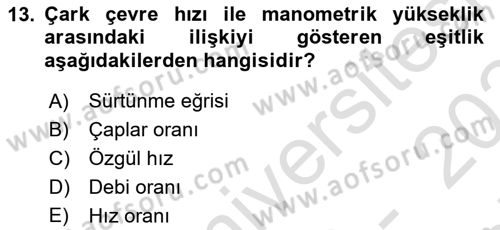 Tarım Alet ve Makinaları Dersi 2023 - 2024 Yılı (Final) Dönem Sonu Sınav Soruları 13. Soru