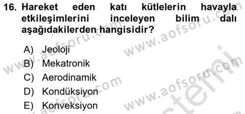 Tarım Alet ve Makinaları Dersi 2023 - 2024 Yılı (Final) Dönem Sonu Sınav Soruları 16. Soru