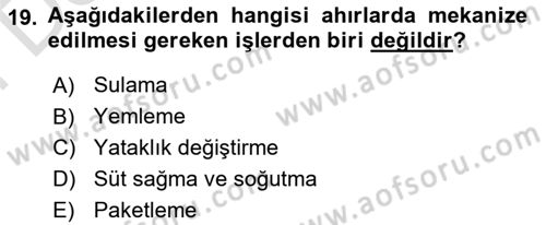 Tarım Alet ve Makinaları Dersi 2023 - 2024 Yılı (Final) Dönem Sonu Sınav Soruları 19. Soru