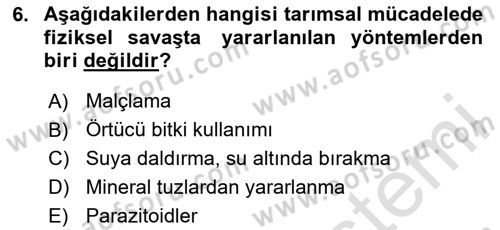 Tarım Alet ve Makinaları Dersi 2023 - 2024 Yılı (Final) Dönem Sonu Sınav Soruları 6. Soru