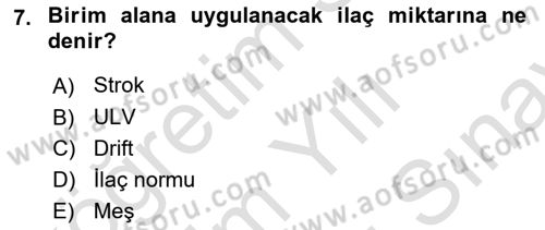 Tarım Alet ve Makinaları Dersi 2023 - 2024 Yılı (Final) Dönem Sonu Sınav Soruları 7. Soru