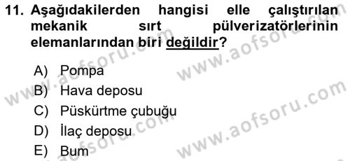 Tarım Alet ve Makinaları Dersi 2023 - 2024 Yılı Yaz Okulu Sınav Soruları 11. Soru