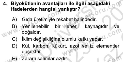 Tarım Alet ve Makinaları Dersi 2023 - 2024 Yılı Yaz Okulu Sınav Soruları 4. Soru