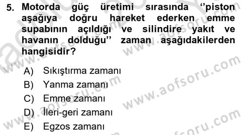 Tarım Alet ve Makinaları Dersi 2023 - 2024 Yılı Yaz Okulu Sınav Soruları 5. Soru