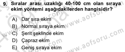 Tarım Alet ve Makinaları Dersi 2023 - 2024 Yılı Yaz Okulu Sınav Soruları 9. Soru