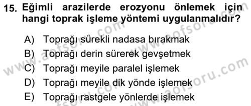 Tarım Alet ve Makinaları Dersi 2024 - 2025 Yılı (Vize) Ara Sınav Soruları 15. Soru