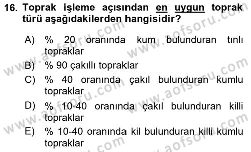 Tarım Alet ve Makinaları Dersi 2024 - 2025 Yılı (Vize) Ara Sınav Soruları 16. Soru
