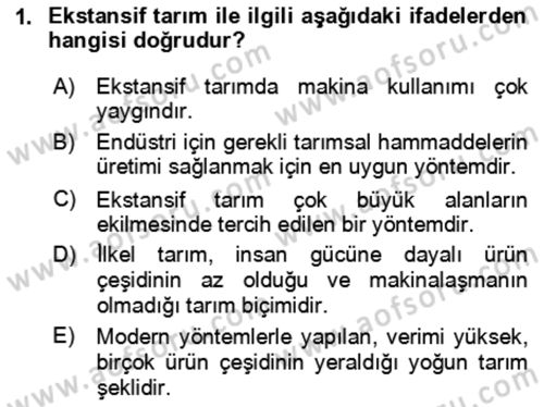 Tarım Alet ve Makinaları Dersi 2024 - 2025 Yılı (Final) Dönem Sonu Sınav Soruları 1. Soru