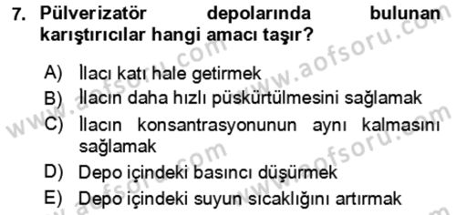 Tarım Alet ve Makinaları Dersi 2024 - 2025 Yılı (Final) Dönem Sonu Sınav Soruları 7. Soru