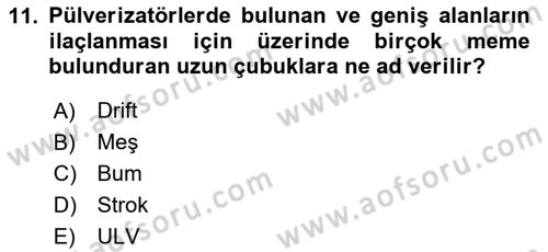 Tarım Alet ve Makinaları Dersi 2024 - 2025 Yılı Yaz Okulu Sınav Soruları 11. Soru