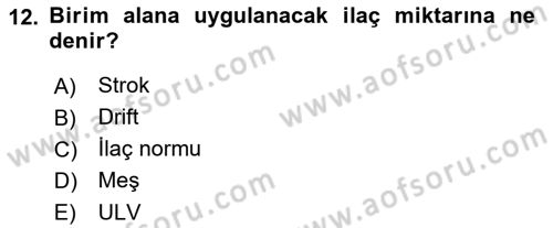 Tarım Alet ve Makinaları Dersi 2024 - 2025 Yılı Yaz Okulu Sınav Soruları 12. Soru