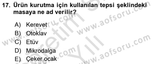 Tarım Alet ve Makinaları Dersi 2024 - 2025 Yılı Yaz Okulu Sınav Soruları 17. Soru
