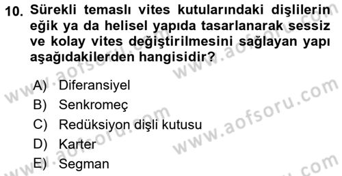 Tarım Alet ve Makinaları Dersi 2025 - 2026 Yılı (Vize) Ara Sınav Soruları 10. Soru