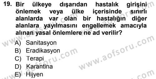 Fitopatoloji Dersi 2012 - 2013 Yılı (Final) Dönem Sonu Sınav Soruları 19. Soru