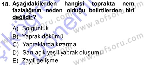 Fitopatoloji Dersi 2013 - 2014 Yılı (Vize) Ara Sınav Soruları 18. Soru