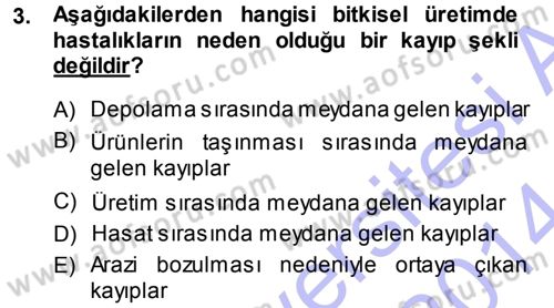 Fitopatoloji Dersi 2013 - 2014 Yılı (Vize) Ara Sınav Soruları 3. Soru
