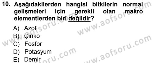 Fitopatoloji Dersi 2013 - 2014 Yılı Tek Ders Sınav Soruları 10. Soru