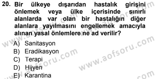 Fitopatoloji Dersi 2013 - 2014 Yılı Tek Ders Sınav Soruları 20. Soru